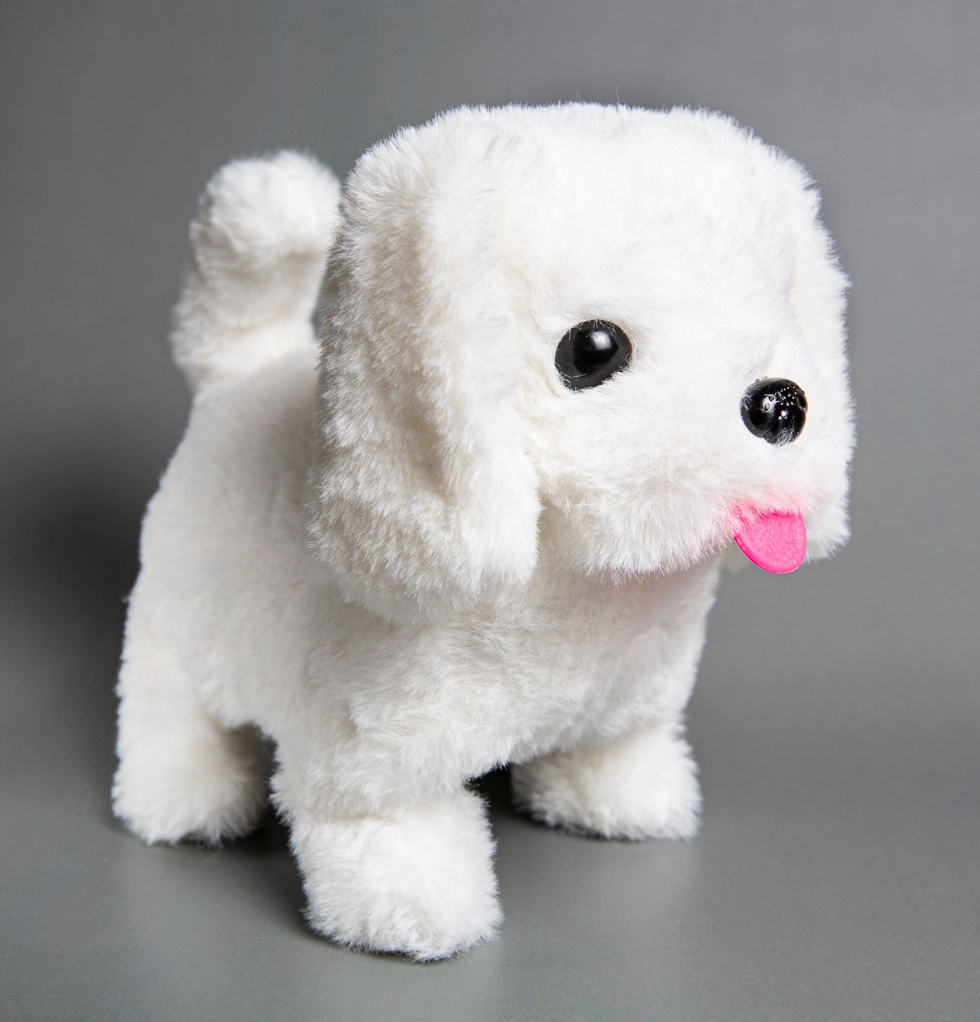 LICHENGTAI Chiot Teddy électrique – Marche, Aboie, Remue La Queue, Peluche Interactive, 18 Cm, Cadeau Enfant (AA Non Incluses)